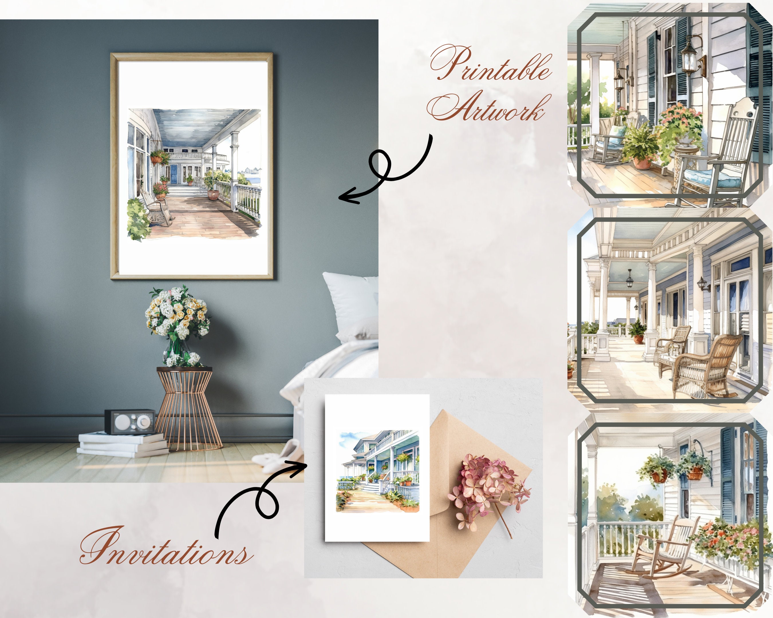 Front and Back Porches Digital Art Pack Illustration Bundle - Etsy UK
