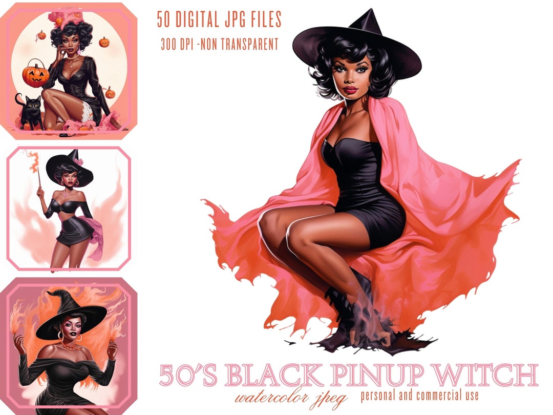 Black Girl Magic Pin up Girls Halloween Clipart Vintage Ephemera Retro ...