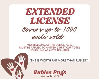 Licencia de uso comercial extendido para diseños PNG de rubíes (1000 unidades) (descarga digital)