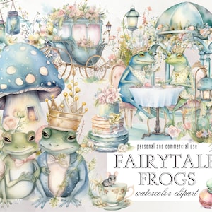 Fairytale Frogs PNG Cute Frog Clipart Fairy Tale Clip Art Watercolor ...