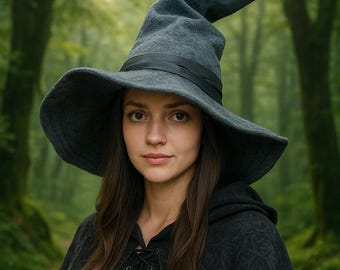 Sombrero de mago hecho a mano: accesorio de disfraz de hechicero medieval para brujas, magos, LARP, gótico, Halloween y cosplay.