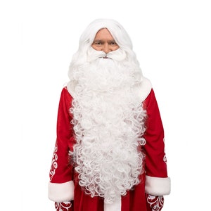 Santa Beard and Wig Set Snowy White L handmade accessory for a professional entertainer for a Christmas party, cosplay event and theme party