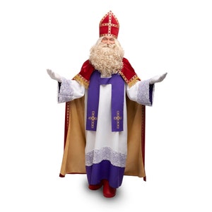 Saint Nicholas Costume: Catholic Bishop Outfit, Velvet Cloak, Wig & Beard