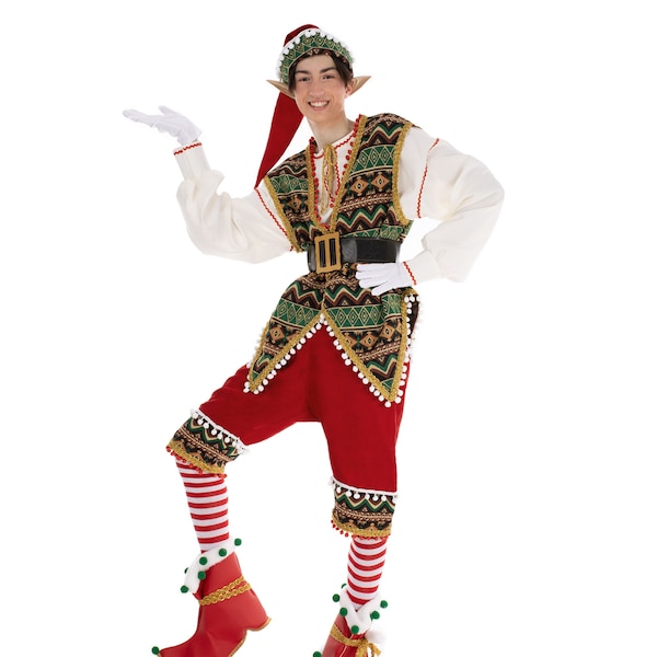 Scandinavian Elf Boy Christmas costume high-quality handmade set for a professional entertainer for a Christmas party, and theme party
