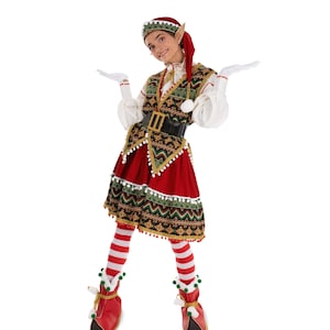 Elfe Damen Skandinavisches Kostüm Set für Weihnachtsfeier