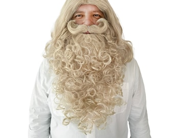 Snowy Blond Santa Beard and Wig Set: Father Christmas Costume Accessory
