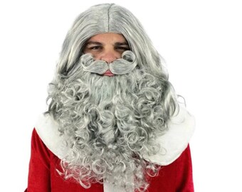 Santa Beard Faux Fur Pearl Grey