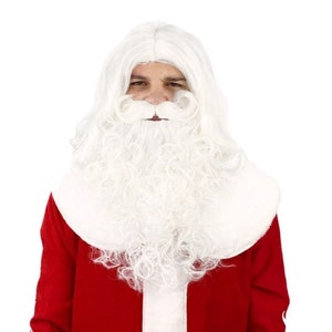 Santa Beard and Wig Set Snowy White S handmade accessory for a professional entertainer for a Christmas party, cosplay event and theme party