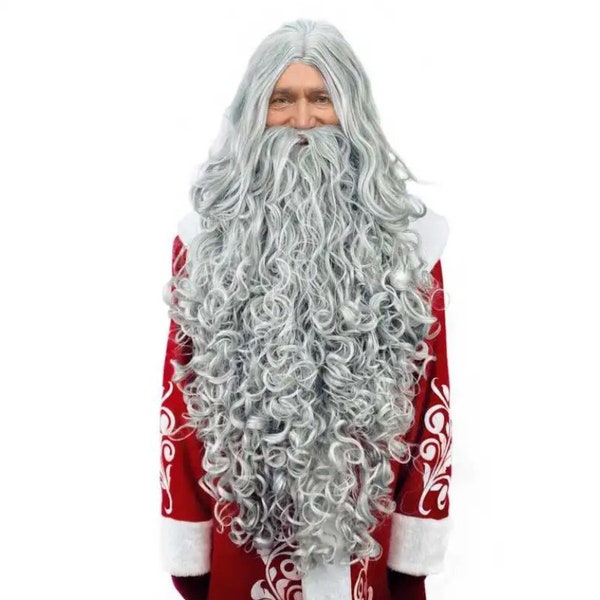 Santa Beard and Wig Set Fabulous Grey handmade accessory for a professional entertainer for a Christmas party, cosplay event and theme party