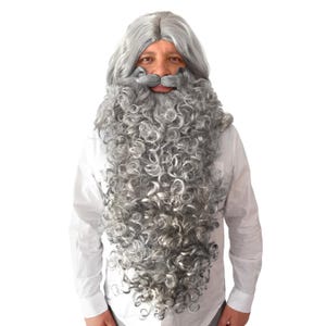Santa Beard and Wig Set Snowy Grey L handmade accessory for a professional entertainer for a Christmas party, cosplay event and theme party