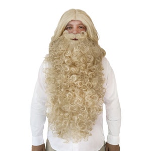 Santa Beard and Wig Set Snowy Blond L handmade accessory for a professional entertainer for a Christmas party, cosplay event and theme party