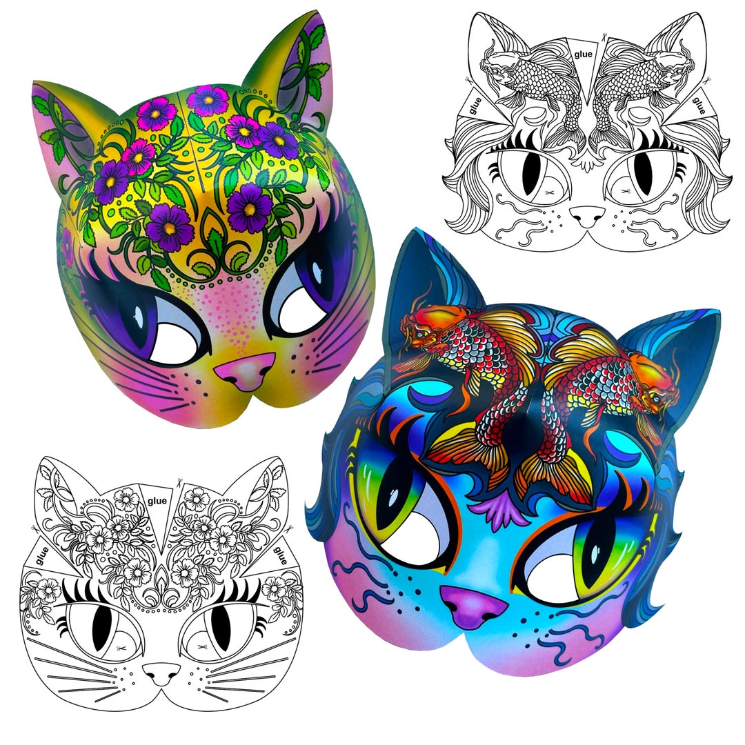 DIY Printable Cat Masks - Instant Download PDF for Coloring and ...