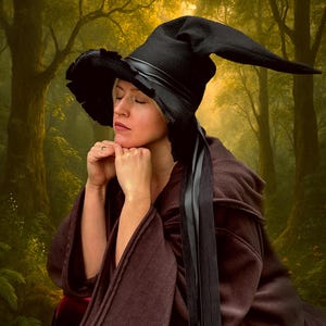 Handgefertigter Schwarzer Hexenhut – Fantasy Zaubererhut – Gothic & LARP Kostüm-Accessoire