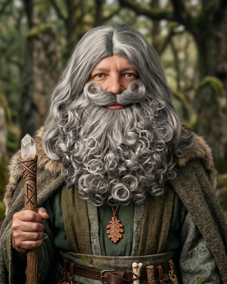 Wizard Beard Wig Set | Gandalf Merlin Druid Cosplay Costume, Santa ...