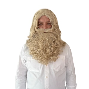 Handcrafted Snowy Blond Santa Beard and Wig - Ideal for Professional Entertainers, Christmas and Theme Parties