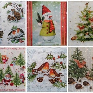 6 Christmas Paper Napkins Winter in the Forest