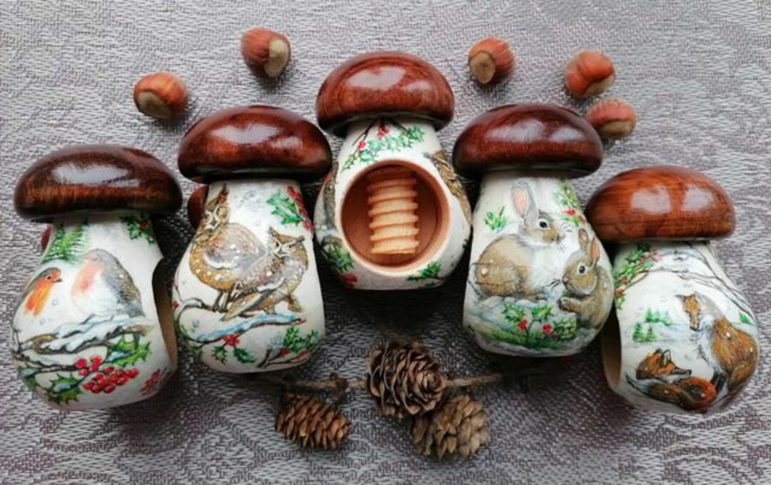Wooden Nutcracker Mushroom Montessori Wooden Toy With Squirrel Etsy