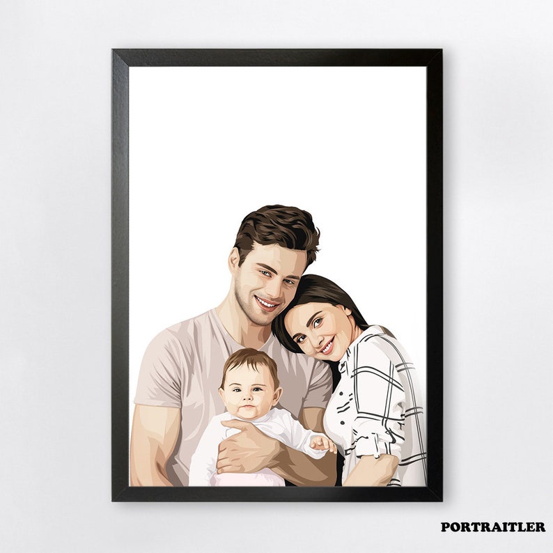 Custom Hand Drawn Illustration Portrait Canvas - Etsy
