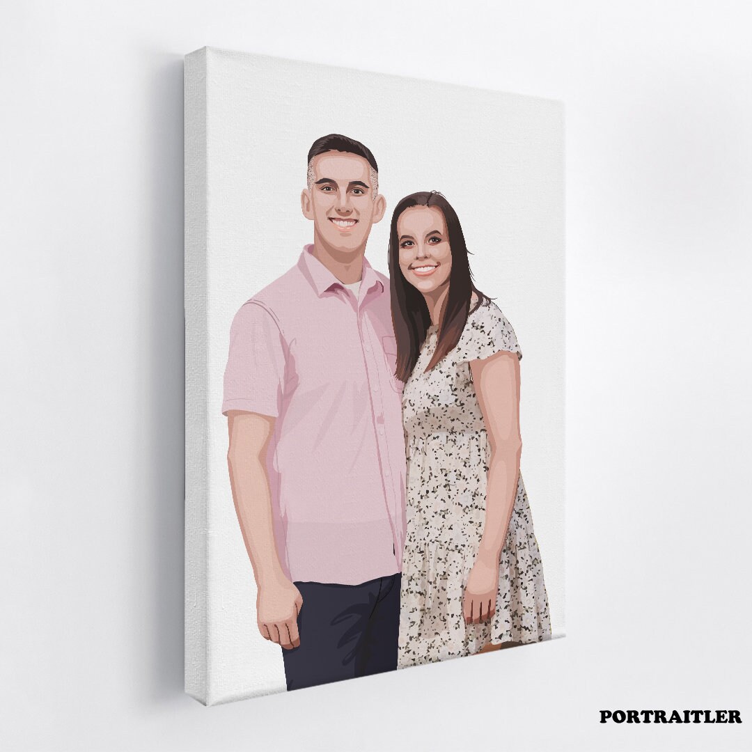 Custom Hand Drawn Illustration Portrait Canvas - Etsy