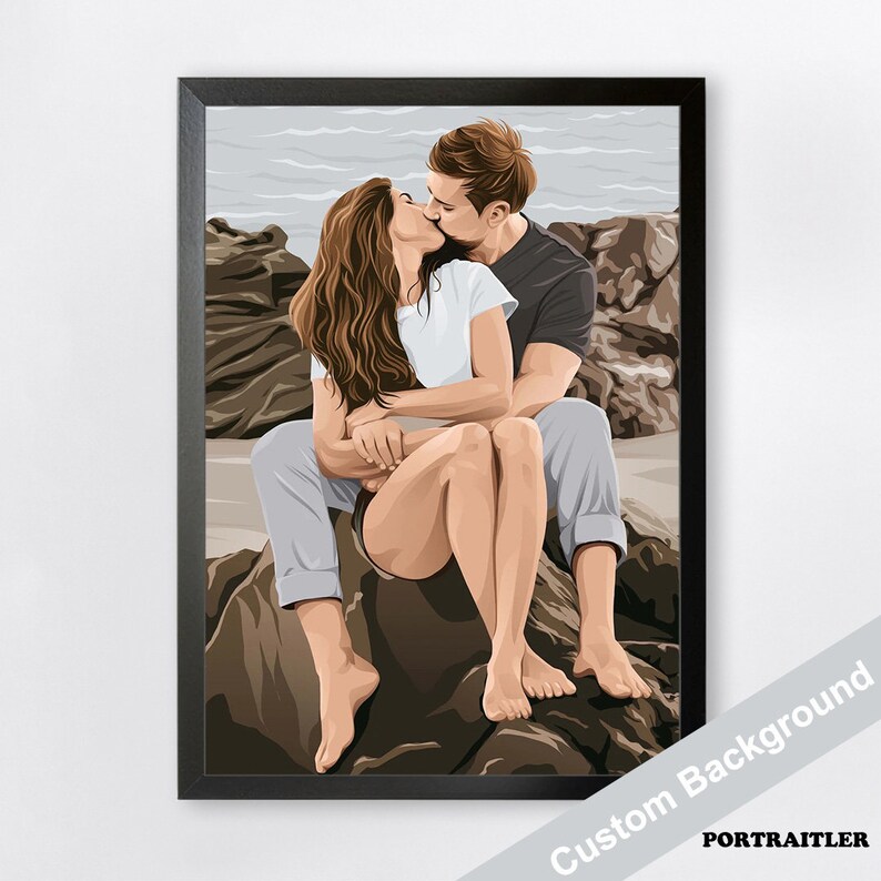 Custom Hand Drawn Illustration Portrait Canvas - Etsy