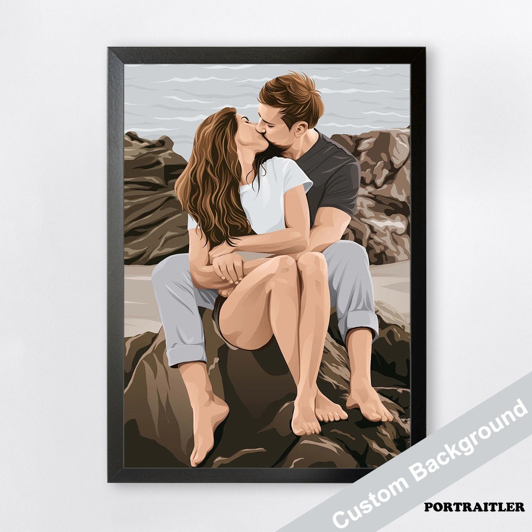 Custom Hand Drawn Illustration Portrait Canvas - Etsy