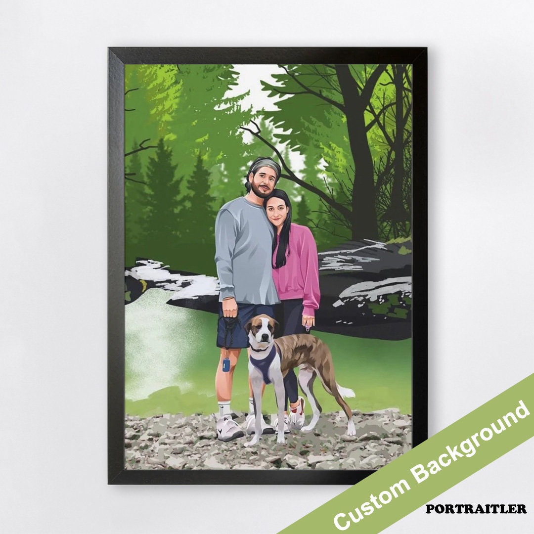 Custom Hand Drawn Illustration Portrait Canvas - Etsy