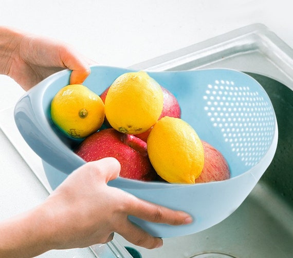 Passoire à pâtes bol laveuse à riz récipient à tamis avec passoires à  mailles fines bol à tamis cuisine nettoyage légumes, pâtes aux fruits bol à  laver le riz -  France