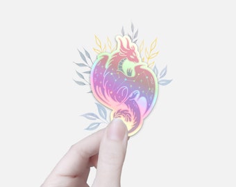 Holographischer rosa Drache-Aufkleber: Wasserfester Vinyl-Aufkleber
