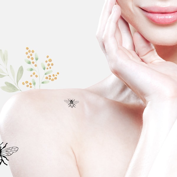 Temporary Tiny Tattoo Black Bee