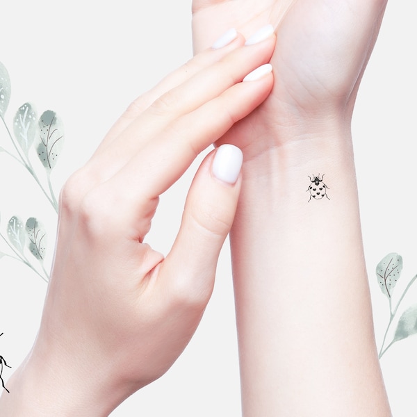 Tiny Temporary Tattoo Black Ladybird