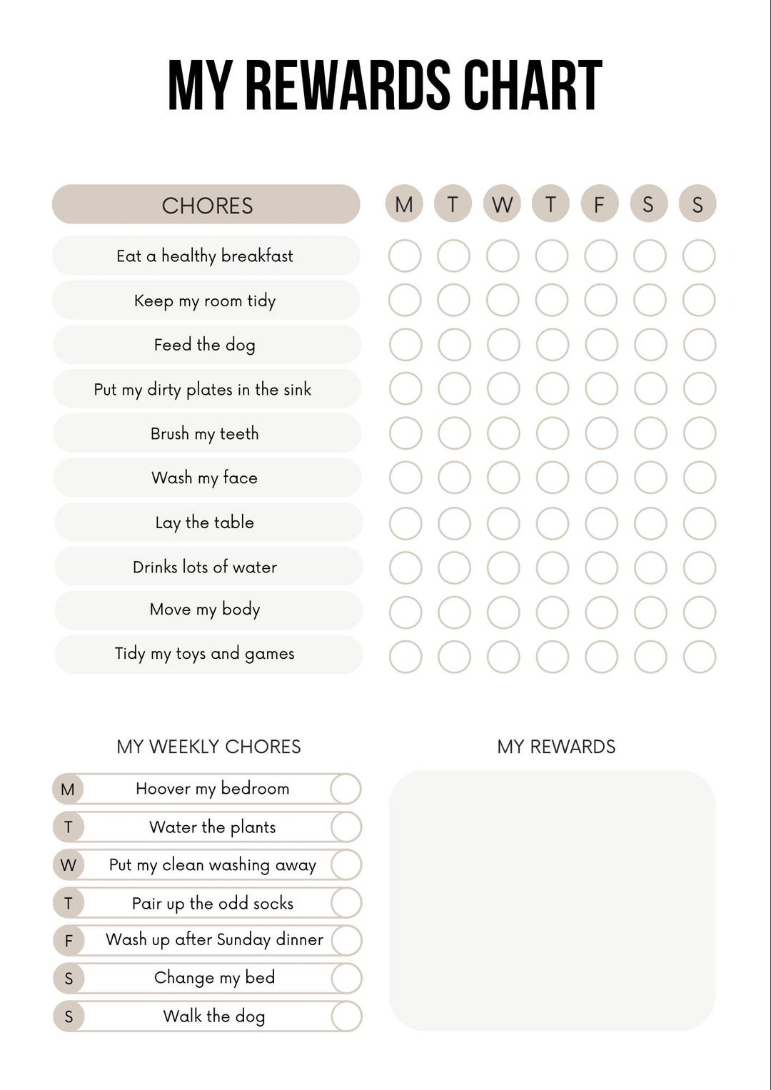 Kids Rewards Chart | Printable Reward Tracker - Etsy