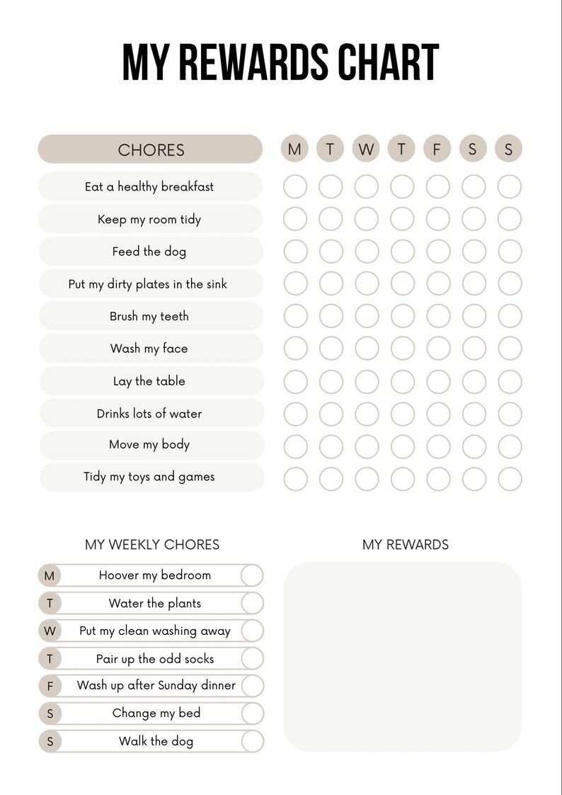 Kids Rewards Chart | Printable Reward Tracker - Etsy