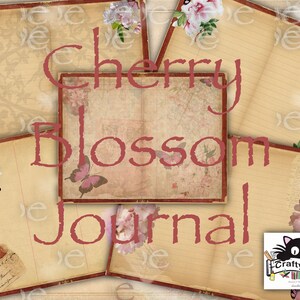 Digital Kits, Mini Albums, Journals, Traveler Notebooks, Junk Journals, Cherry, Blossom, Pink, Butterflies.