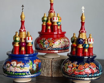 St. Basil’s Cathedral Russian Music Box (11.8"), Music Box Hand-Painted, Christmas Decor | FREE Gift: Russian Alphabet video course