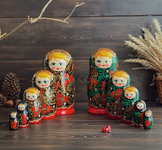 ホフロマアートロシア人形（7インチ）、豪華な入れ子人形