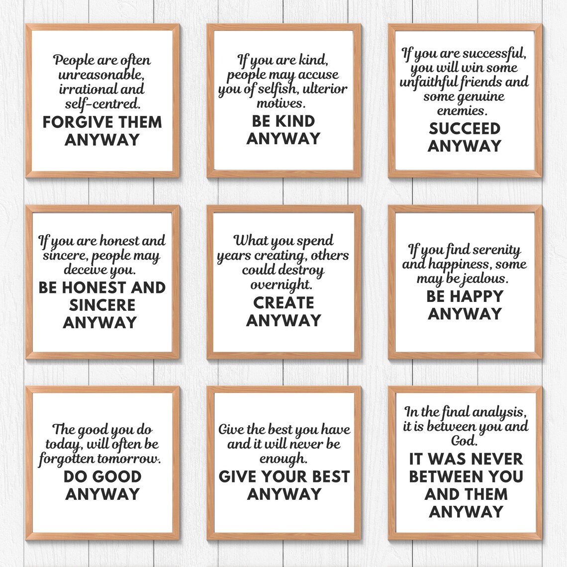 Mother Teresa Do It Anyway Wall Quote Poster Poem by Mother Etsy