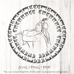 Indische Anbetung Lord Krishna Schnittdatei, Aufkleber, Laserschnitt, Cricut, Silhouette, indischer Gott T-Shirt Design, SVG, PNG und PDF