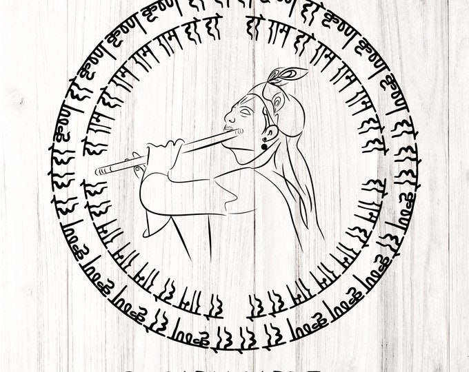 Indian Worship Lord Krishna Cut File, Stickers, Laser Cut, Cricut, Silhouette, Indian god T-Shirt Design, SVG, PNG & PDF Formats