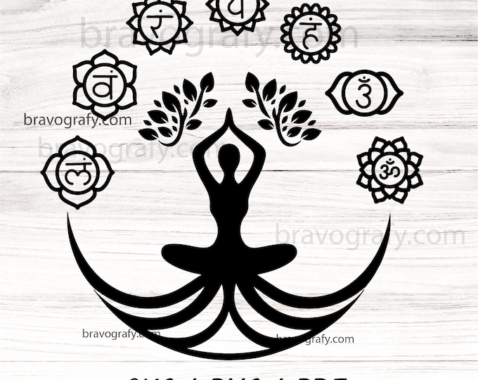 7 Chakras lotus SVG, Namaste Clipart, Yoga SVG, Chakra Symbols SVG, Meditation cut file, Digital Cut File,  Cricut Eps Png Dxf htv, dtf