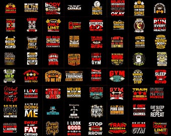 100 Workout SVG Bundle | Gym Quotes & Fitness PNG PDF | Cricut, Silhouette, Sublimation Cut Files | Motivational Fitness Digital Download