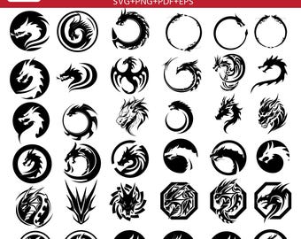 Dragon Head SVG Bundle, Fantasy Dragon Clipart, Laser Cut Files, Cricut Engraving Design