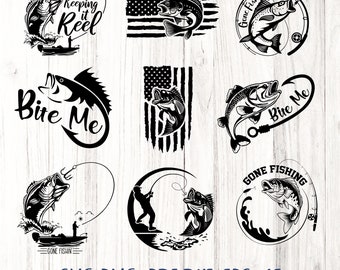 Bass Fishing SVG Bundle: Fish Hook Clipart, T-Shirt Design (Digital Download)