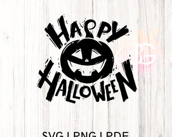 Happy Halloween SVG PNG: Ghost, Witch, Pumpkin Cut Files (Digital Download)