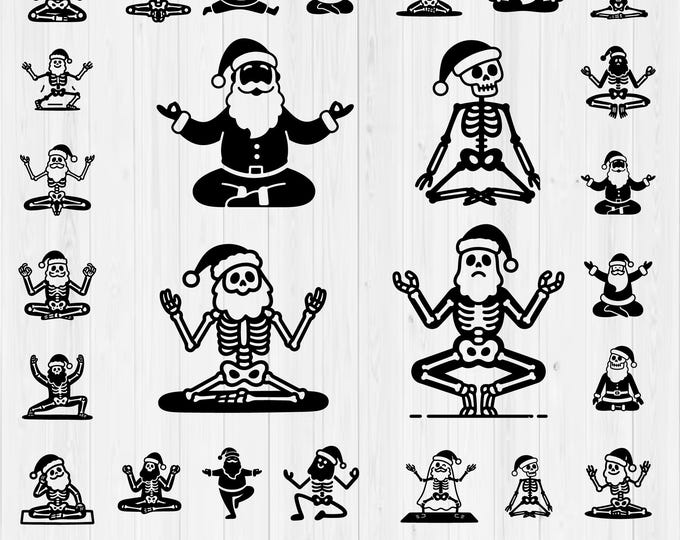 Funny Yoga Santa SVG Bundle | Christmas Skeleton Santa Clipart | meditation Yoga SVG | Santa yoga PNG | Sublimation png | Instant Download