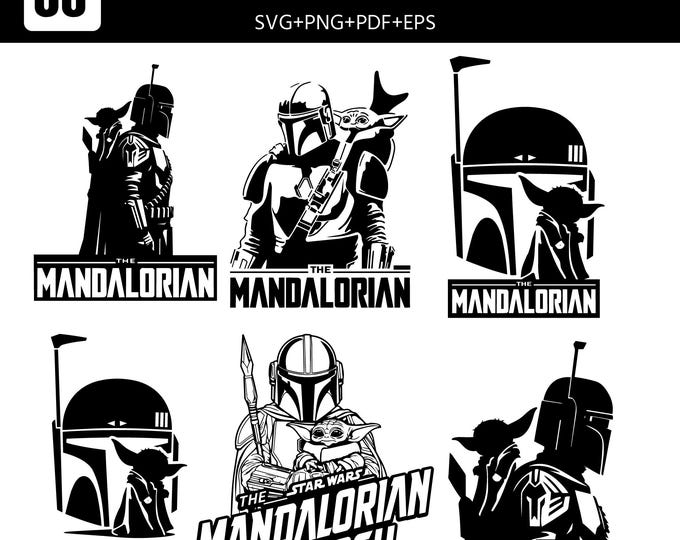 The Mandalorian and Grogu SVG PNG Bundle, Star Wars 2026 Inspired Cut File, Baby Alien Cricut Design, Printable  for Shirts Mugs Stickers