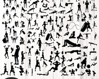 148 Workout silhoutte SVG png PDF Bundle, Gym png Bundle, Fitness TShirt png, Motivational PNG, Workout Shirt png, Gym Quotes, Gym Cut File