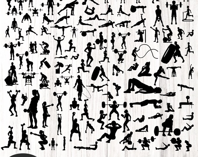148 Workout silhoutte SVG png PDF Bundle, Gym png Bundle, Fitness TShirt png, Motivational PNG, Workout Shirt png, Gym Quotes, Gym Cut File