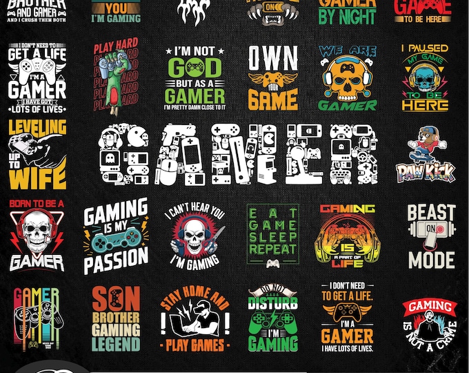 28 Gamer t shirt SVG bundle, Billiards PNG, gaming tee Svg, gamer Png, Gamer Cut File, Gaming sublimation cut file, Gaming DTF clipart