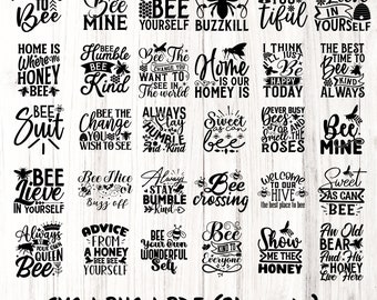 Bee SVG Bundle: Hand Lettered Bee Sayings, Clipart (Digital Download)