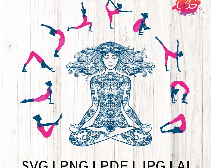10 women yoga poses for healthy lifestyle ,sublimation  png ,pdf , Yoga SVG, Meditation Sublimation, Women Empowerment SVG, Girl Power